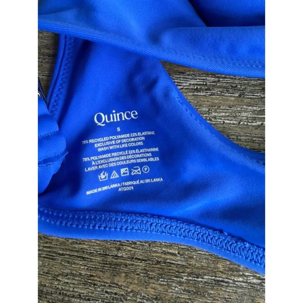 Quince NWT Italian Plunge Bikini Top Small Electric Blue